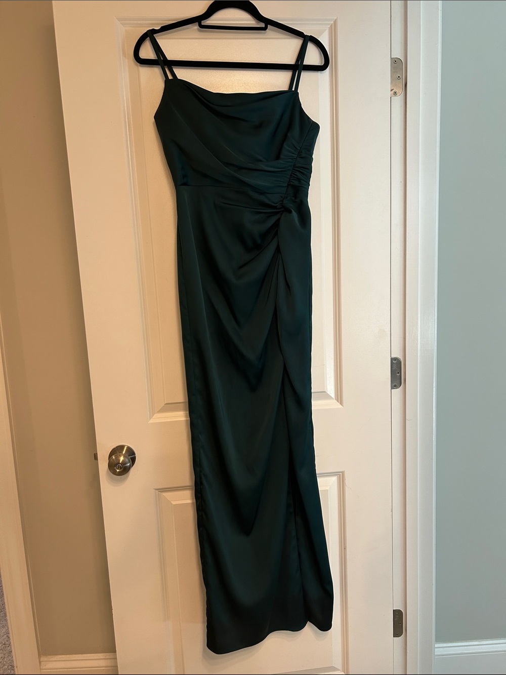 Azazie Sheath Pleated Stretch Satin Floor-Length Mermaid Dress